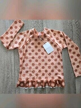 Zimmermann Girls Polka Dot Ruffle Hem Swim Top Primrose Frill Rashie Rashguard